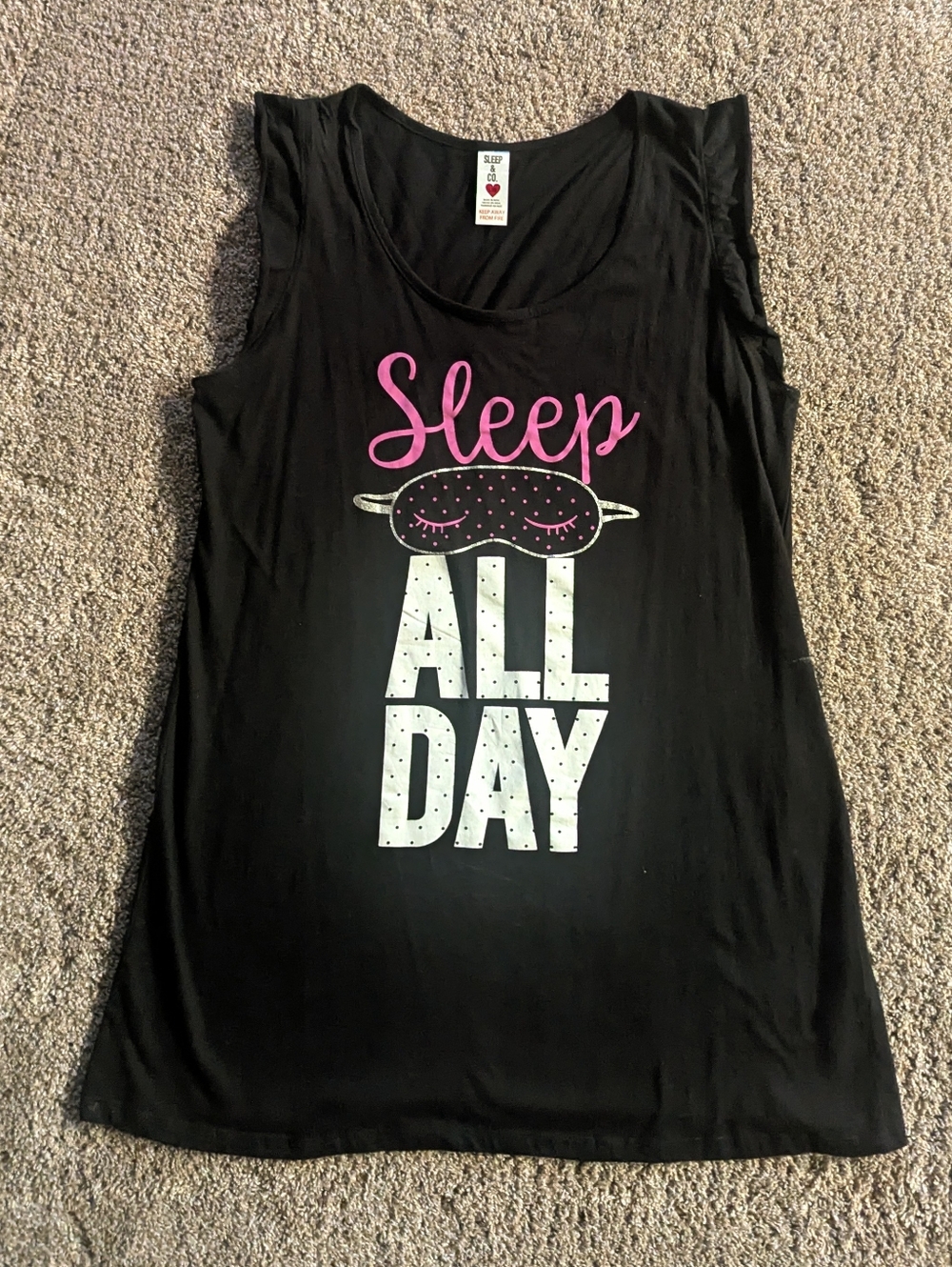 Women's Size L Sleep All Day Graphic  Night dress - Black